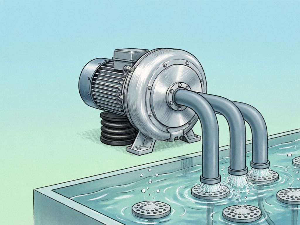AI生成的曝气风机设备概念示意图