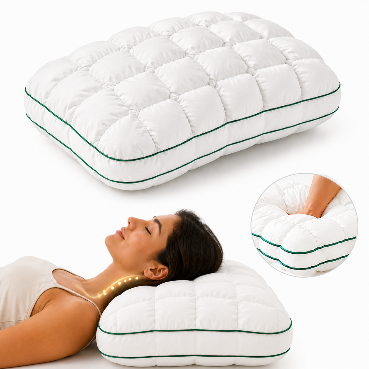 GUWET Adjustable Loft Memory Foam Pillow BL01 WH thumbnail 2