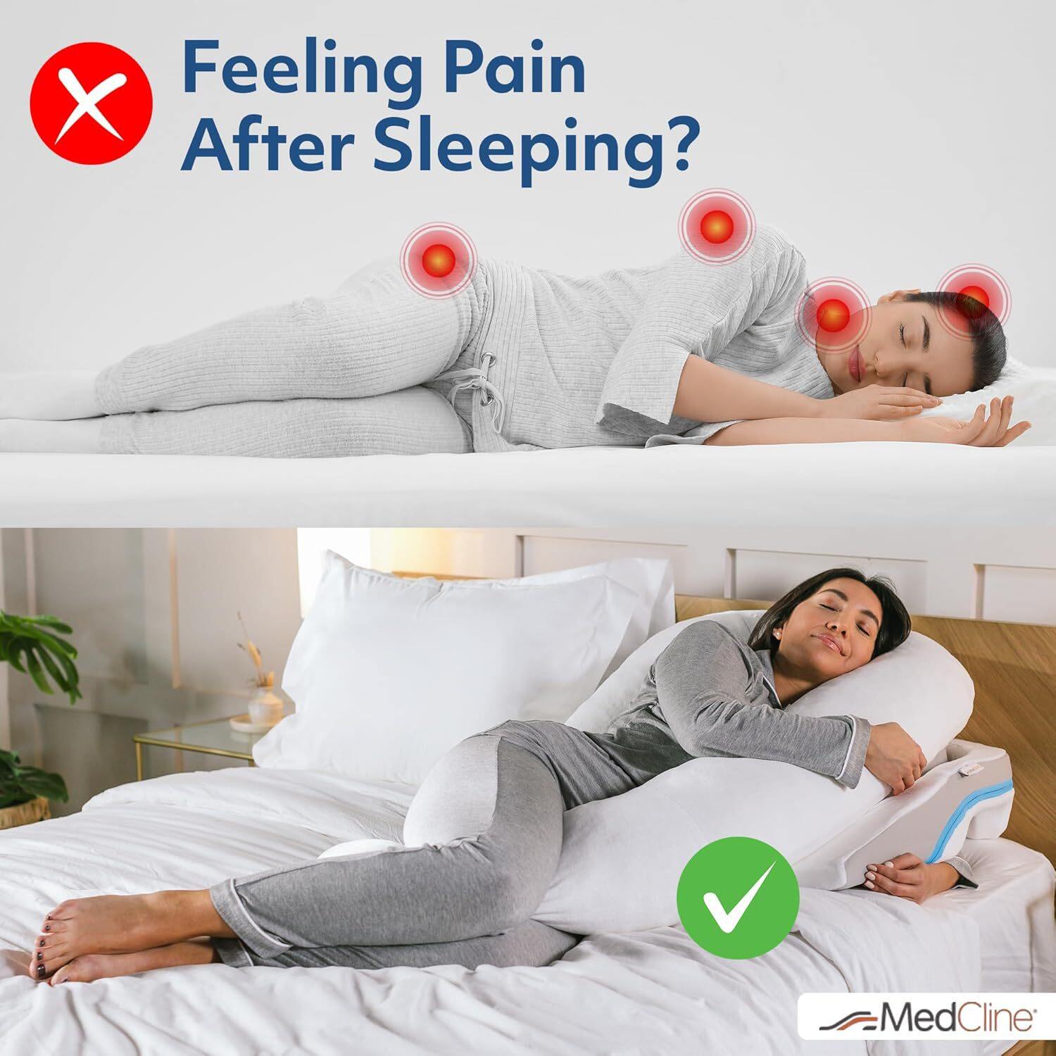 Resilient memory foam contoured pillow for side sleepers. thumbnail 2