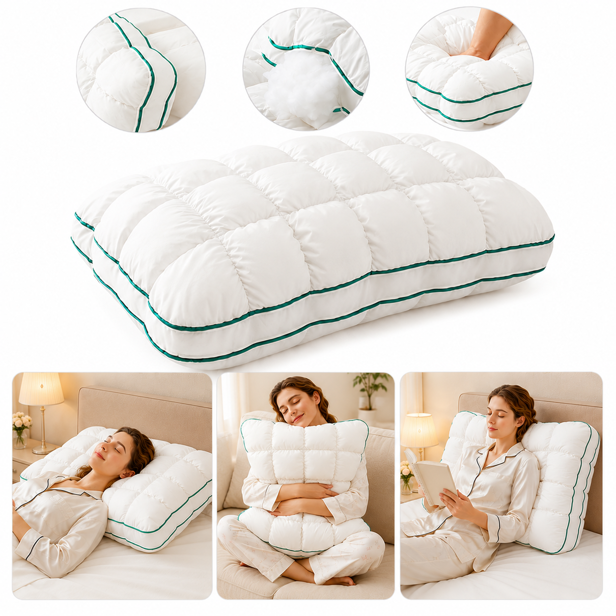 GUWET Adjustable Loft Memory Foam Pillow BL01 WH thumbnail 9