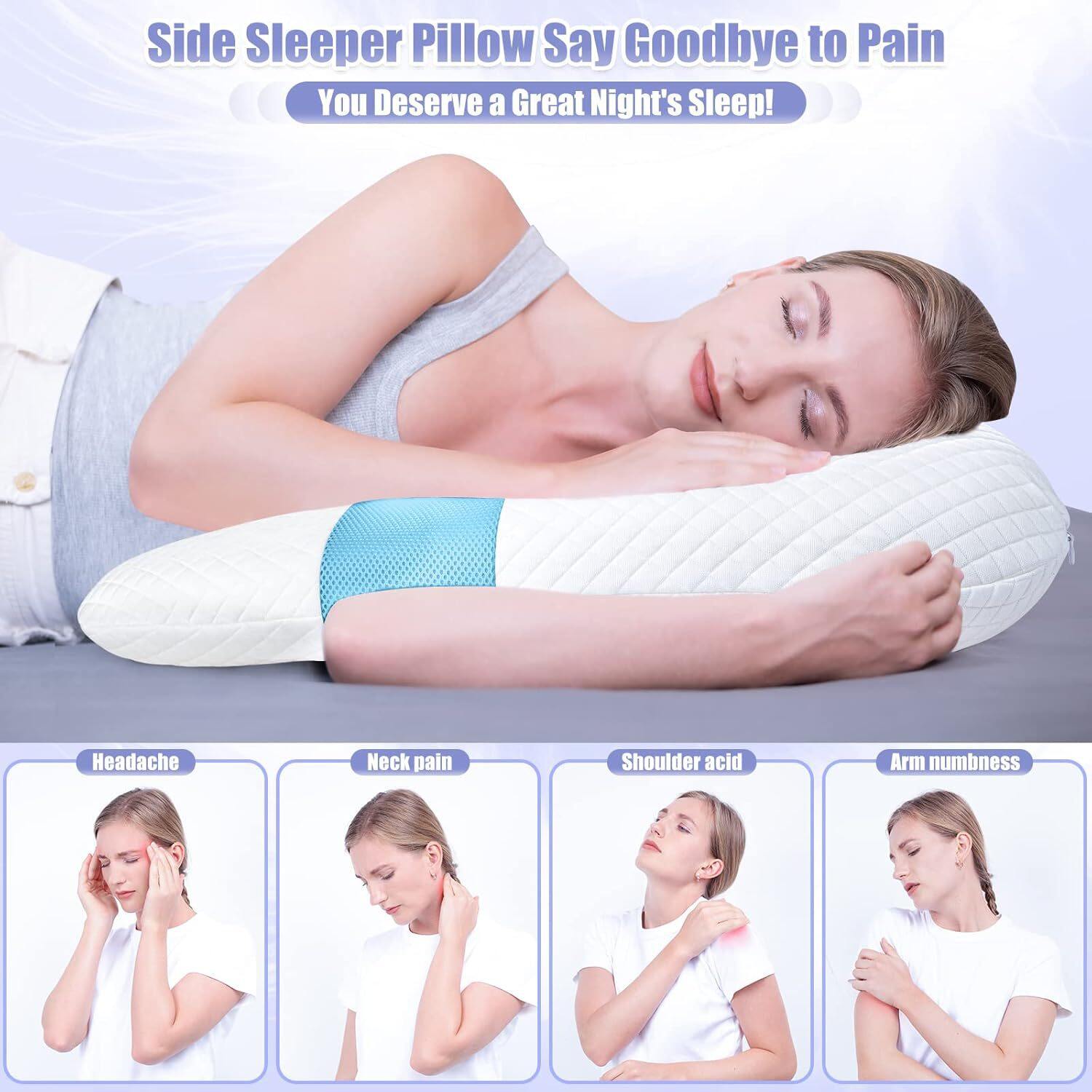 GUWET Lavender Infused Memory Foam Pillow LI01 thumbnail 4