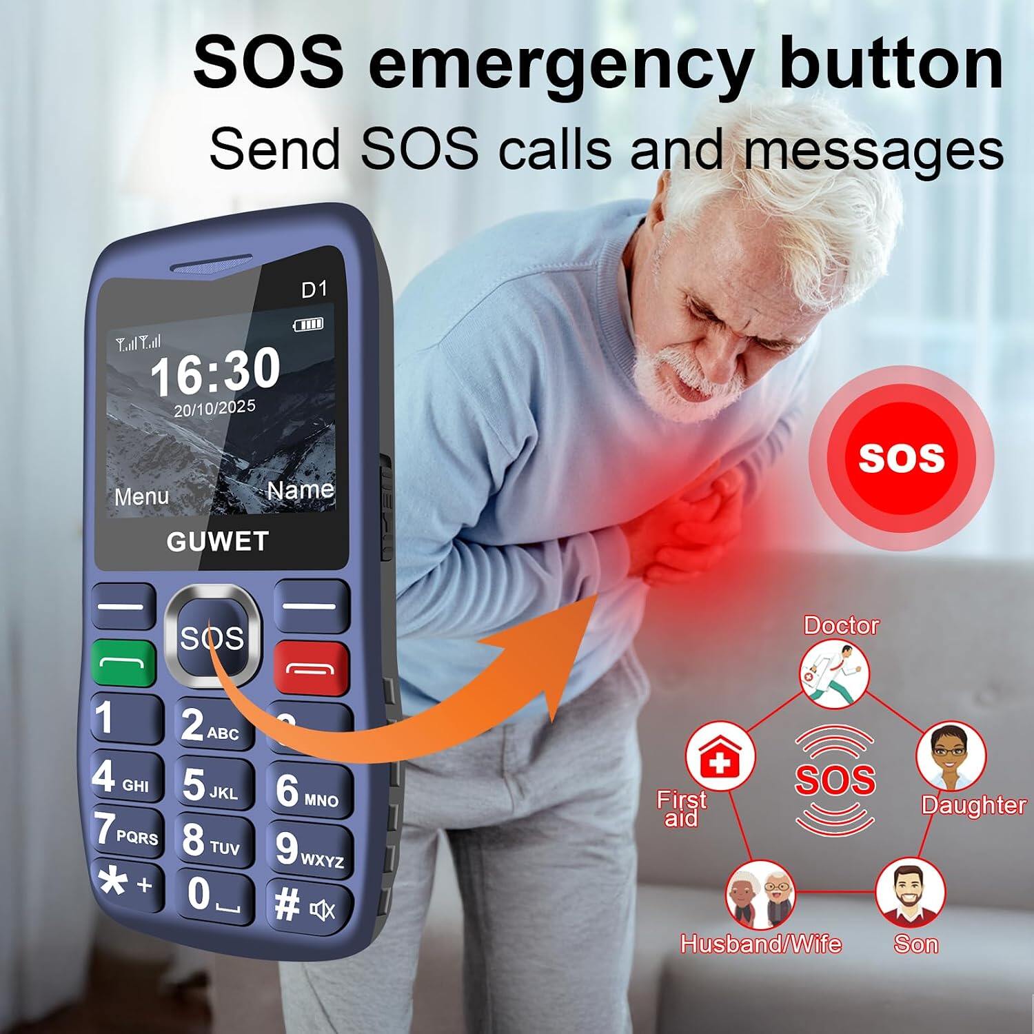 GUWET 2G Big Button Mobile Phone for Elderly view 3