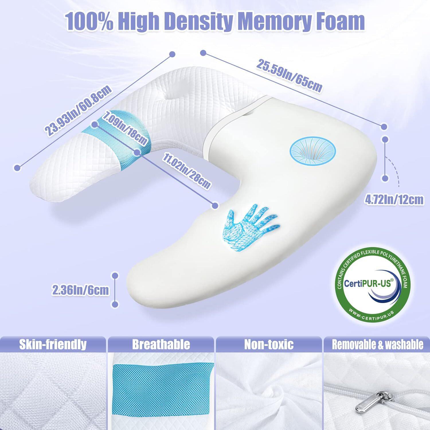GUWET Lavender Infused Memory Foam Pillow LI01 thumbnail 2