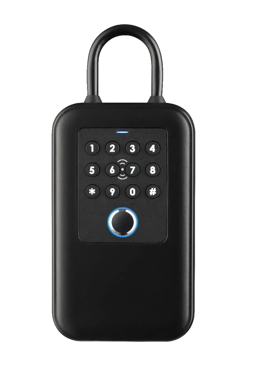 K7 Smart Key Box — IP66 key box with 12-digit keypad and door sensor alert.