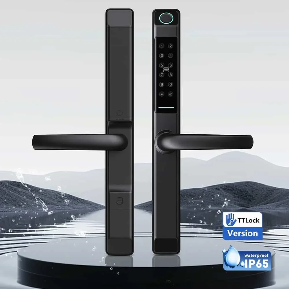 A213 Slim Fingerprint Lock — Slim aluminium lock with a 12-digit physical keypad.