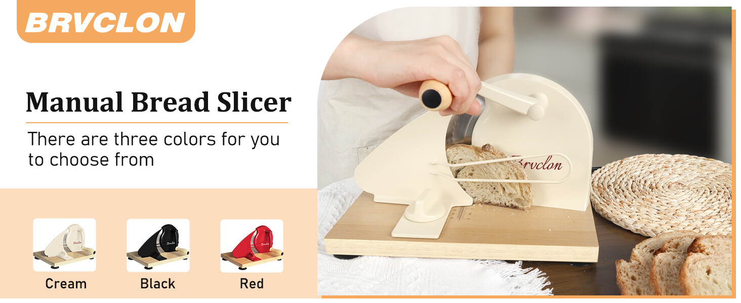 Brvclon Manual Bread Slicer in use - cutting fresh bread