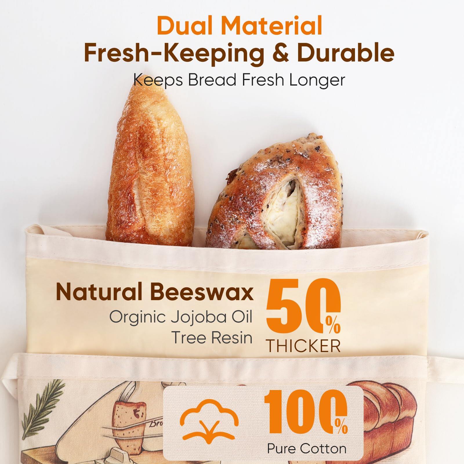 Bread bag in kitchen with fresh bread