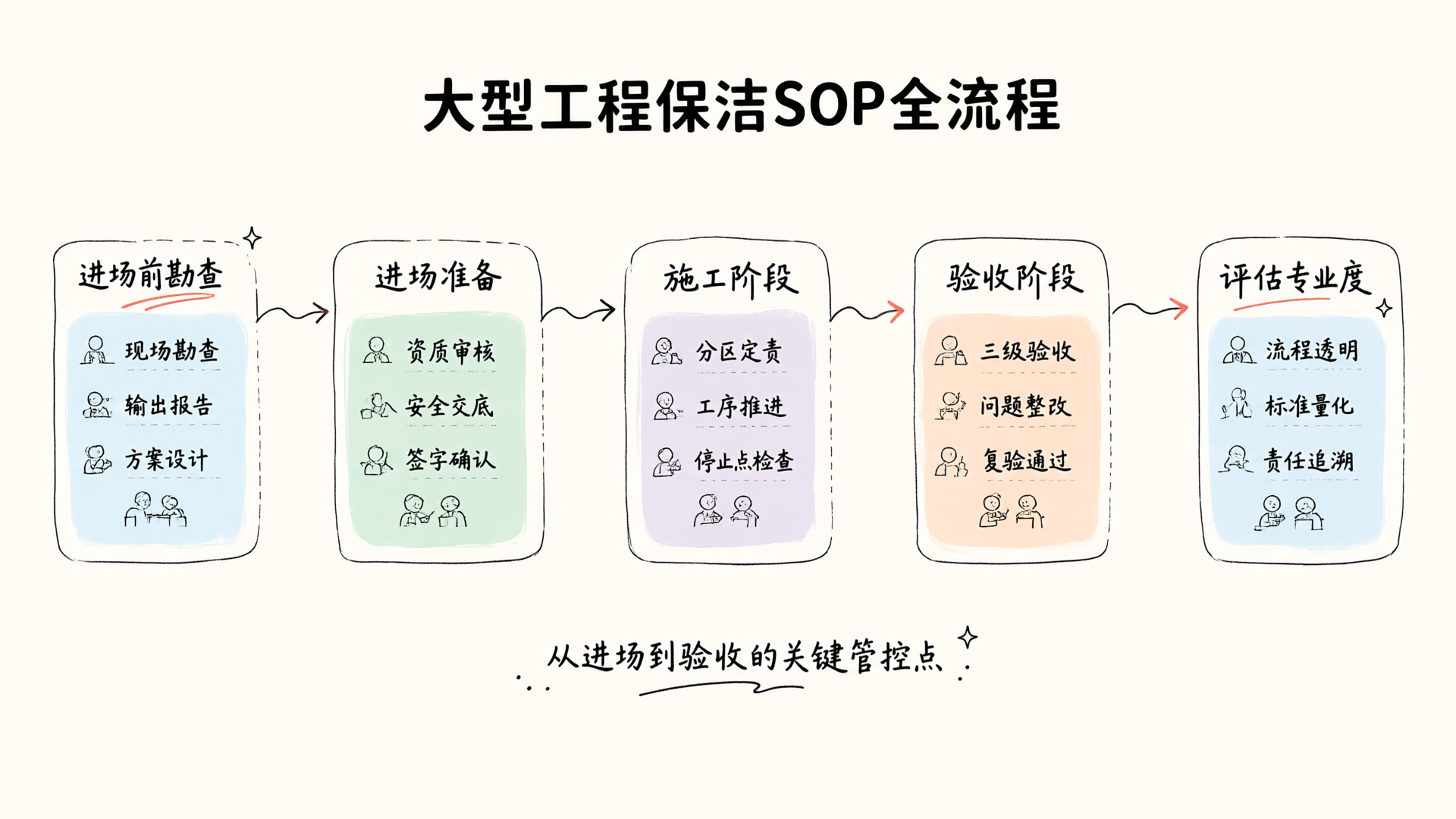大型工程保洁SOP全流程：从进场到验收的关键管控点