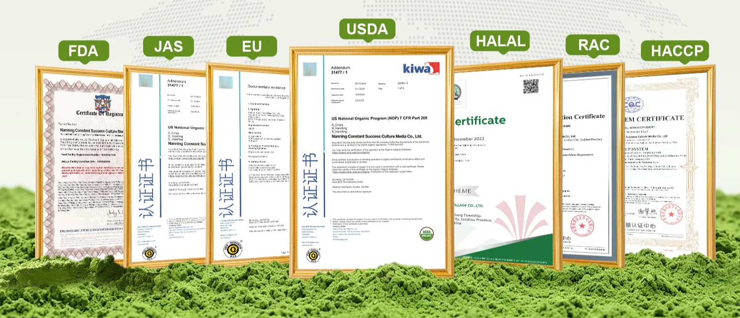 Our Certificates - FDA JAS EU HALAL HACCP RAC