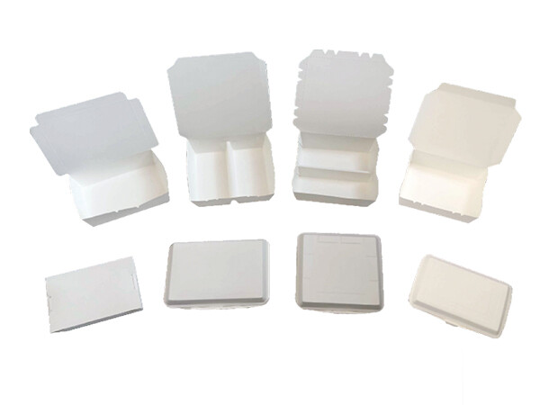 Finished paper boxes and bowls