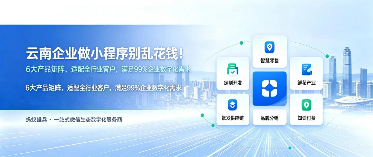 云南企业做小程序别乱花钱！6大产品矩阵适配全行业客户，满足99%企业数字化需求