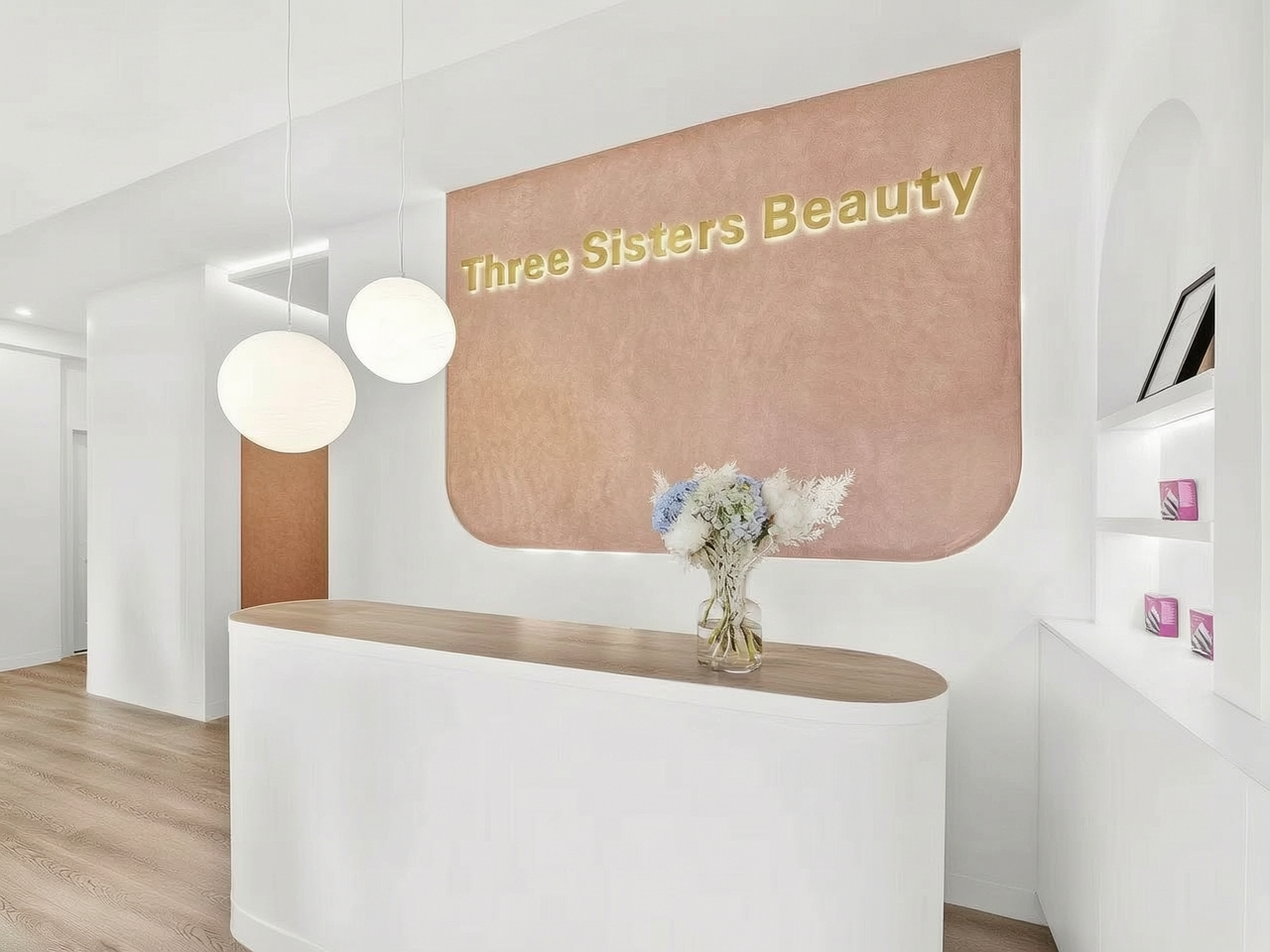 Reception area of Three Sisters Beauty Burwood, official brand headquarters serving Inner West and Sydney CBD