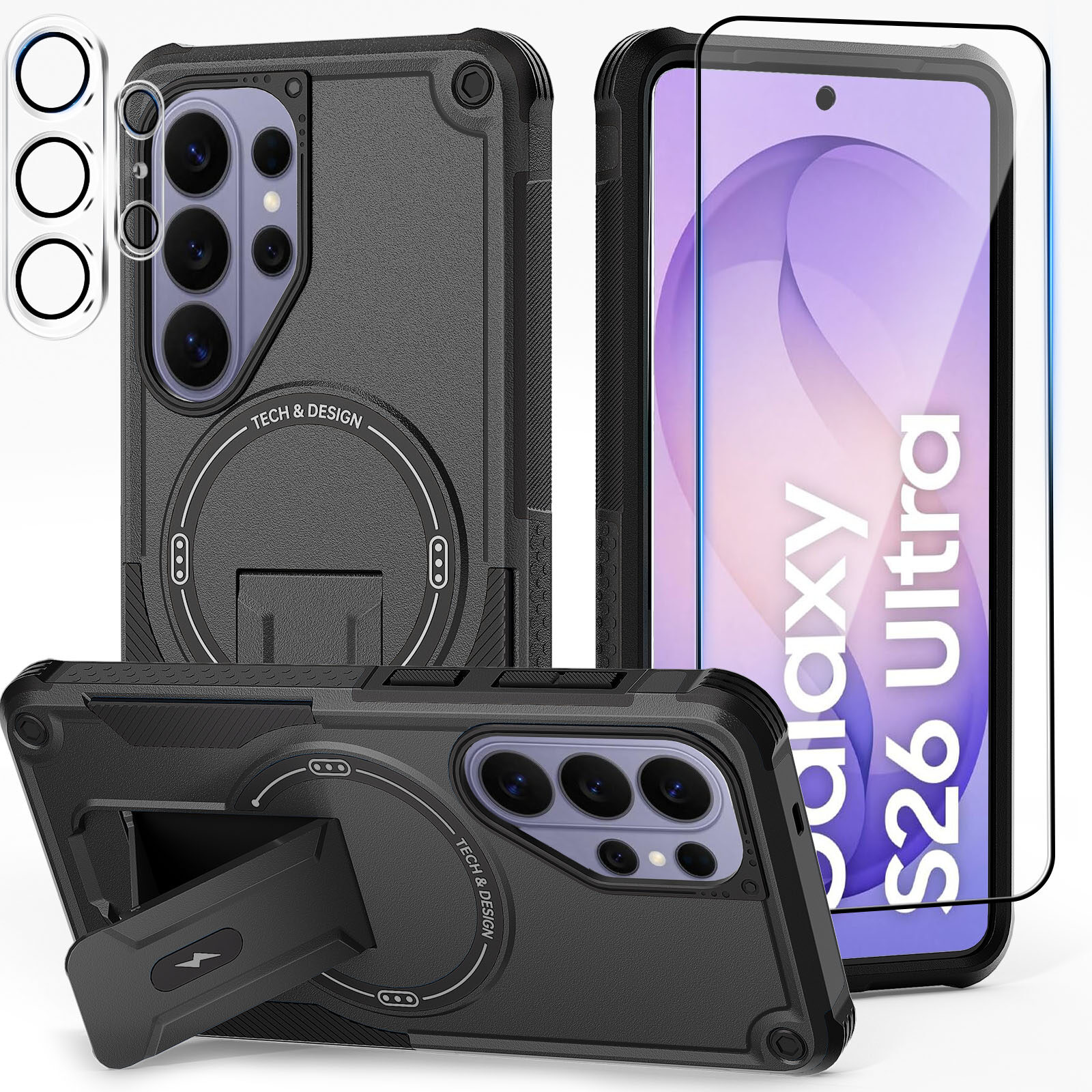 Mag Case with Invisible Stand for Samsung Galaxy S26 Ultra, Black
