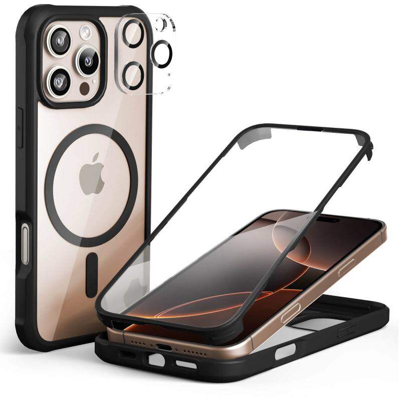 360° Mag Case & Camera Protector for iPhone 16 Pro – Black