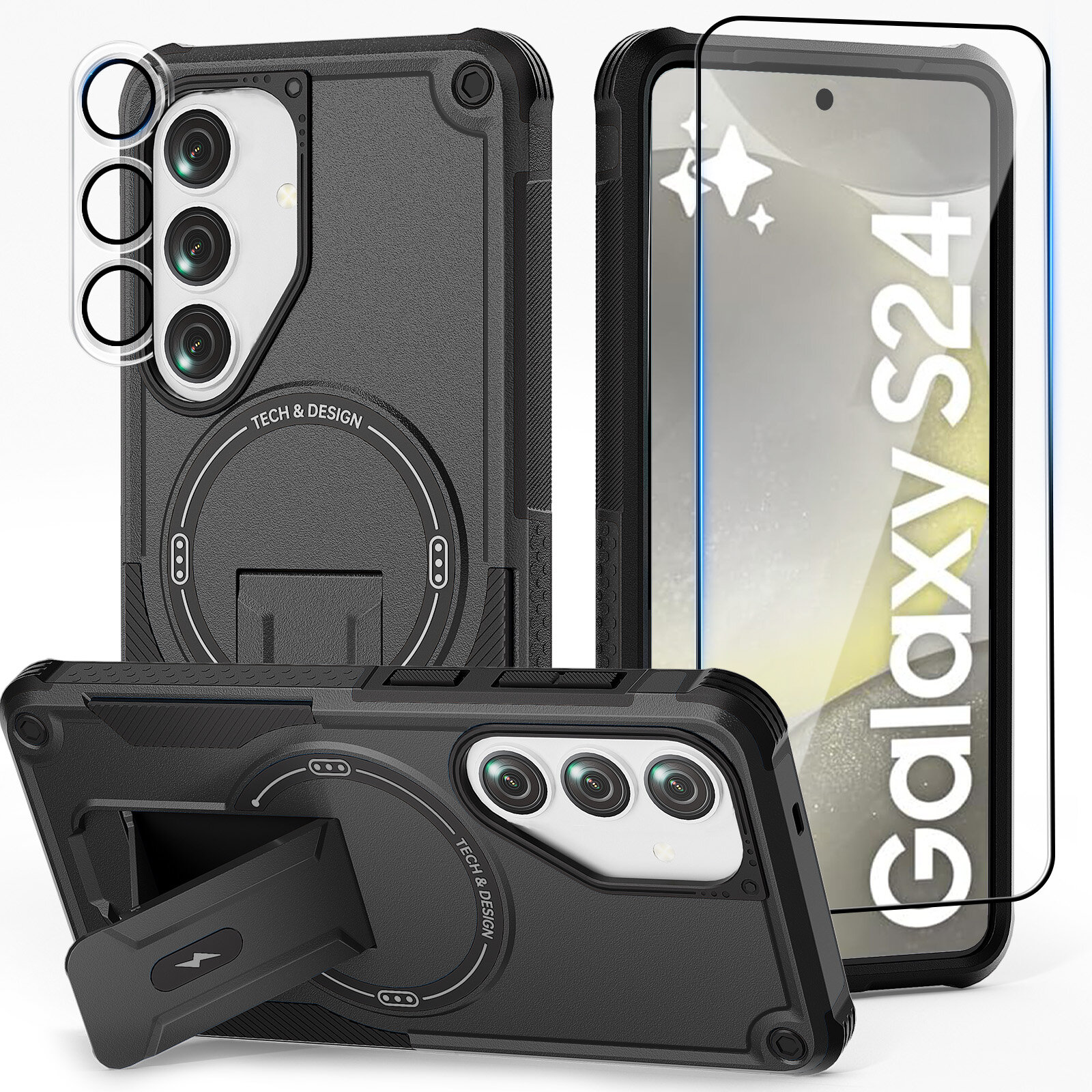 Mag Case with Hidden Stand for Samsung Galaxy S24 – Black
