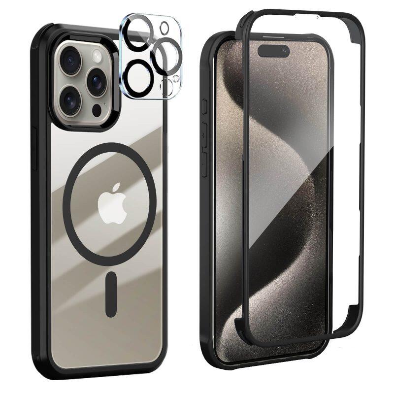 360° Mag Case & Camera Protector for iPhone 15 Pro – Black