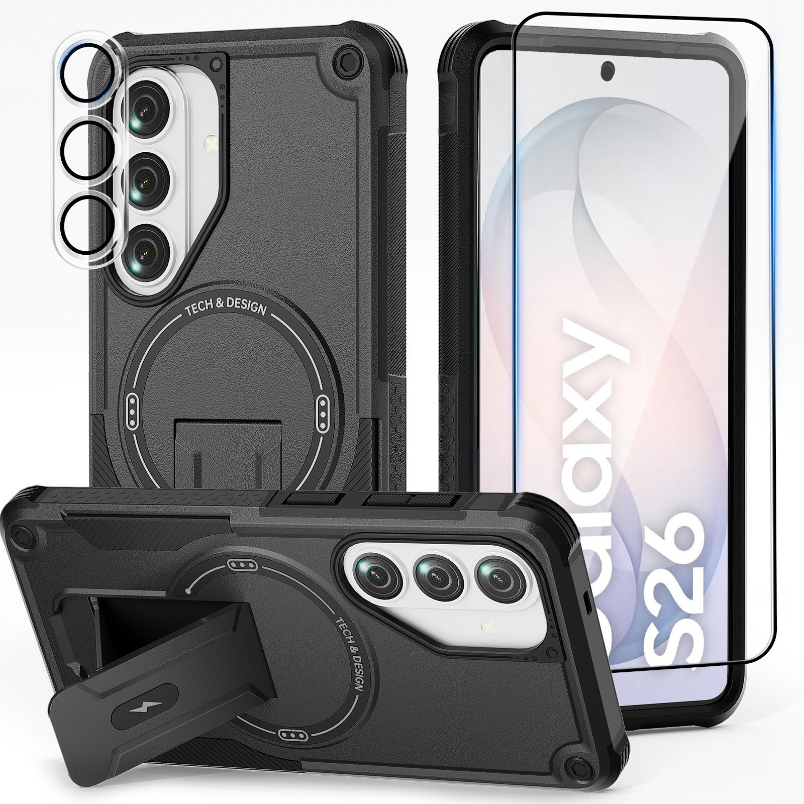 Mag Case with Hidden Stand for Samsung Galaxy S26 – Black