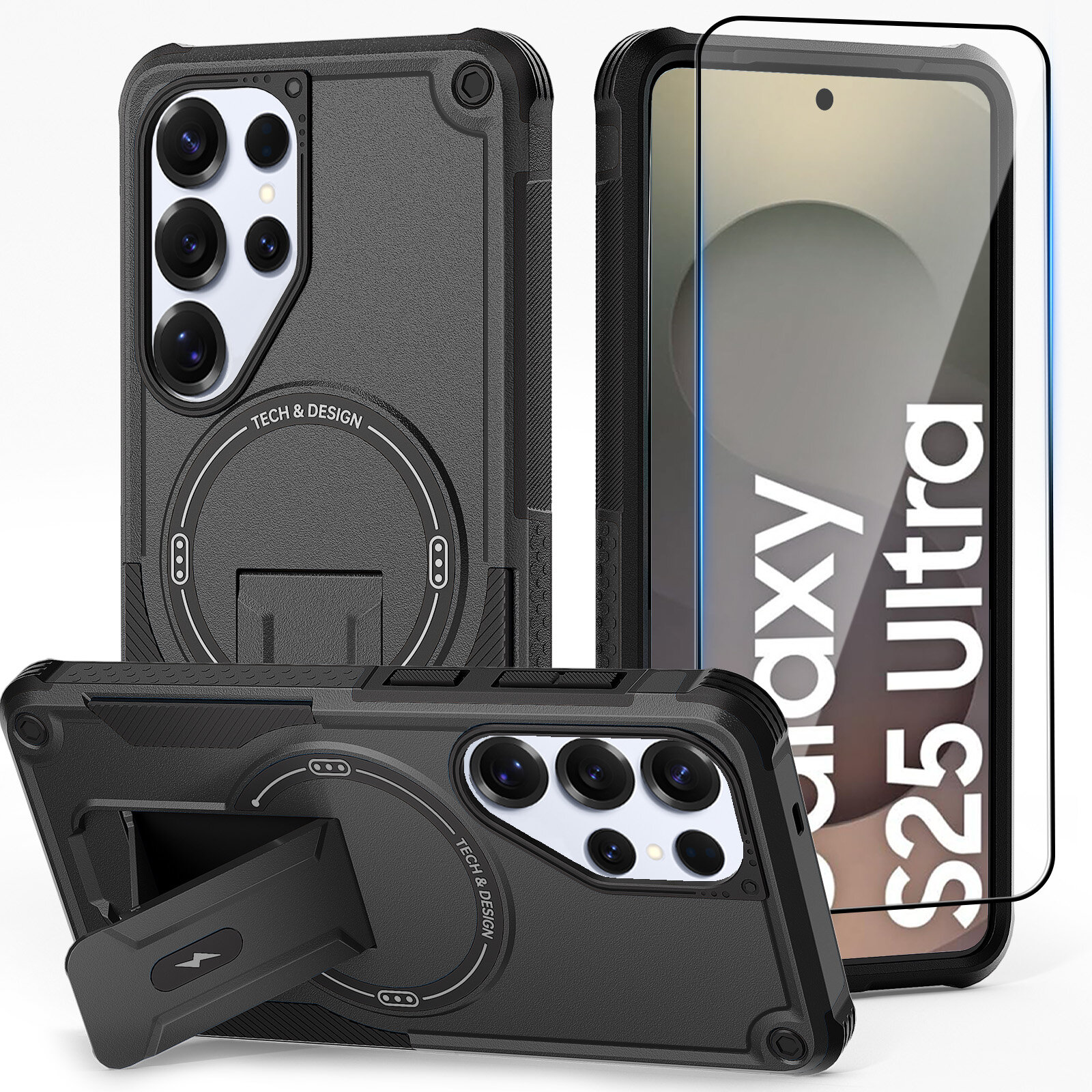 Mag Case with Invisible Stand for Samsung Galaxy S25 Ultra, Black