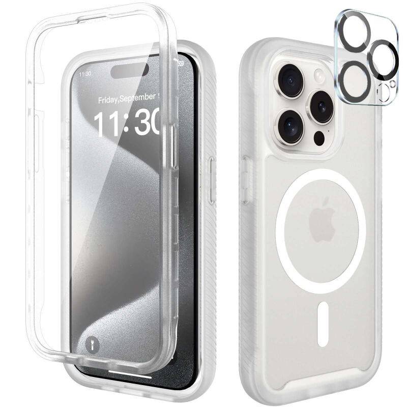 360° Matt MagSafe Case for iPhone 15 Pro Max - White
