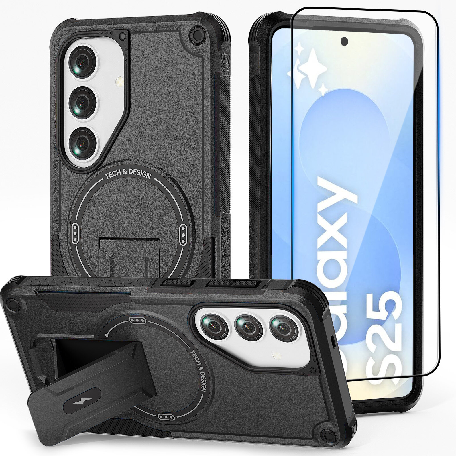 Mag Case with Hidden Stand for Samsung Galaxy S25 – Black