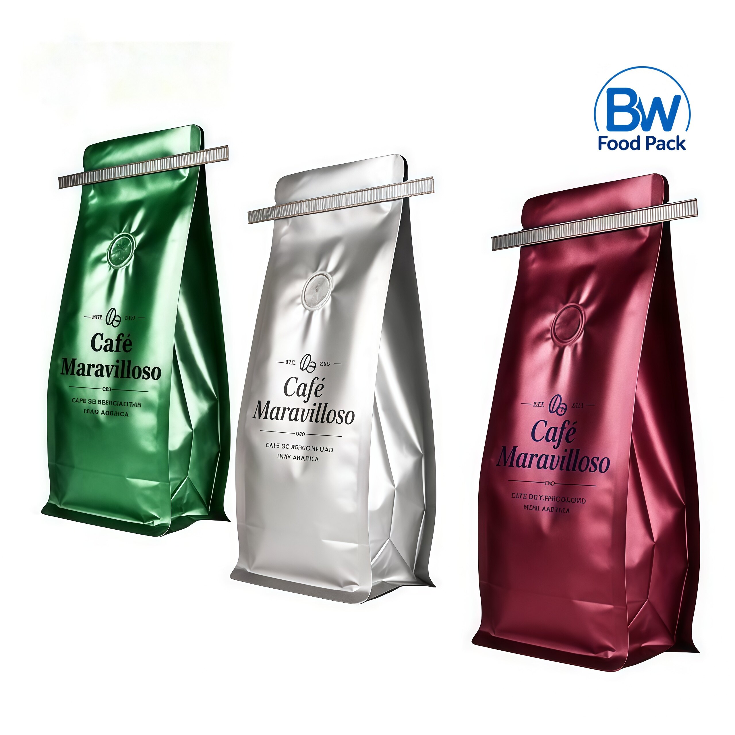 coffee packaging with valve and tin tie