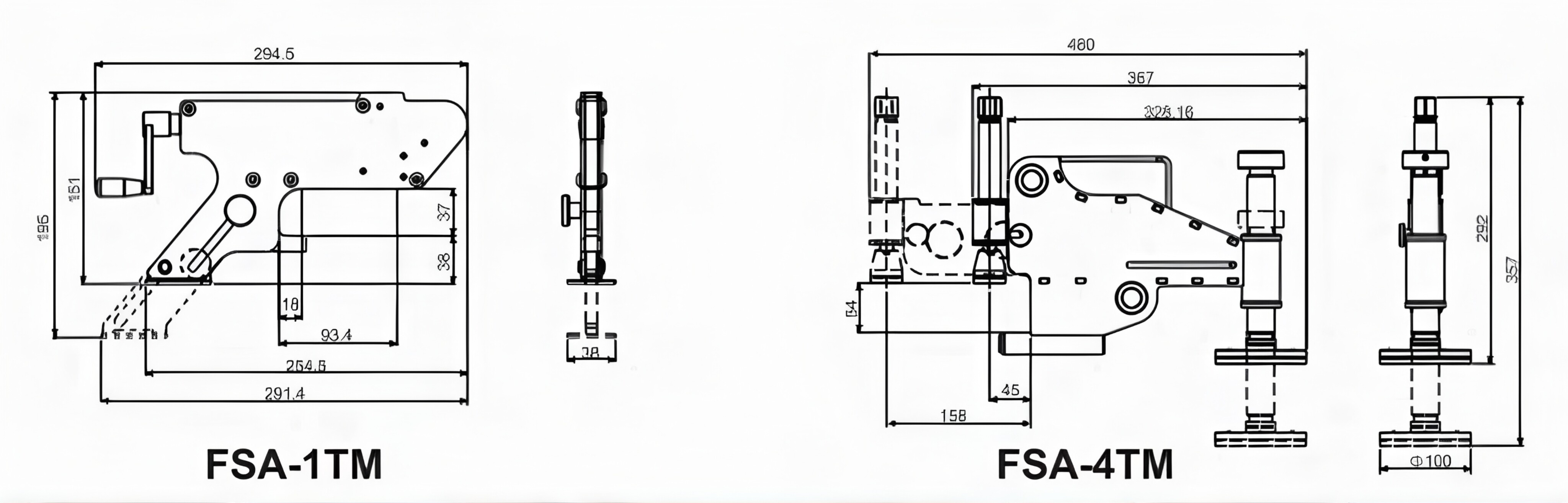 Bolt Tensioner Set Size Diagram FSA-1TM and FSA-4TM