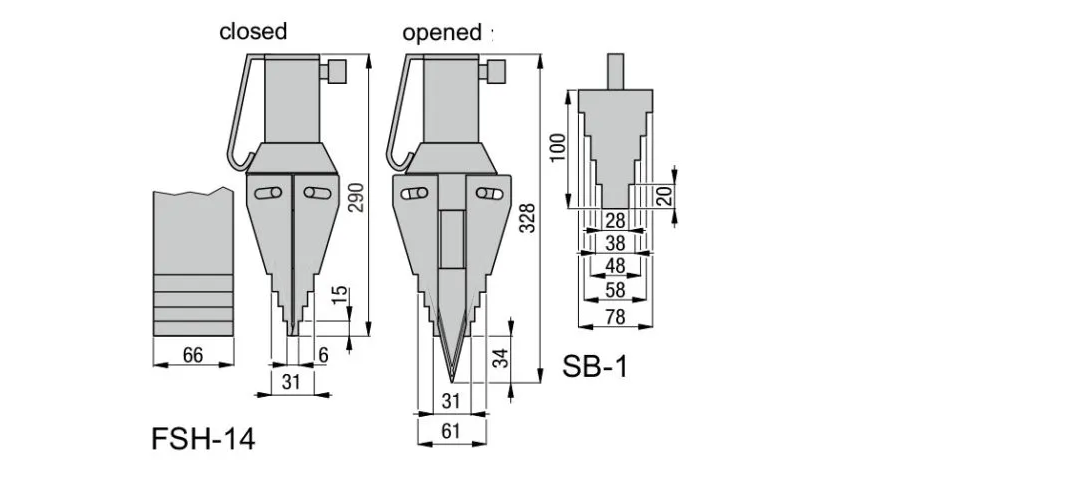 Hydraulic Flange Splitter Dimension Drawing FSH-14