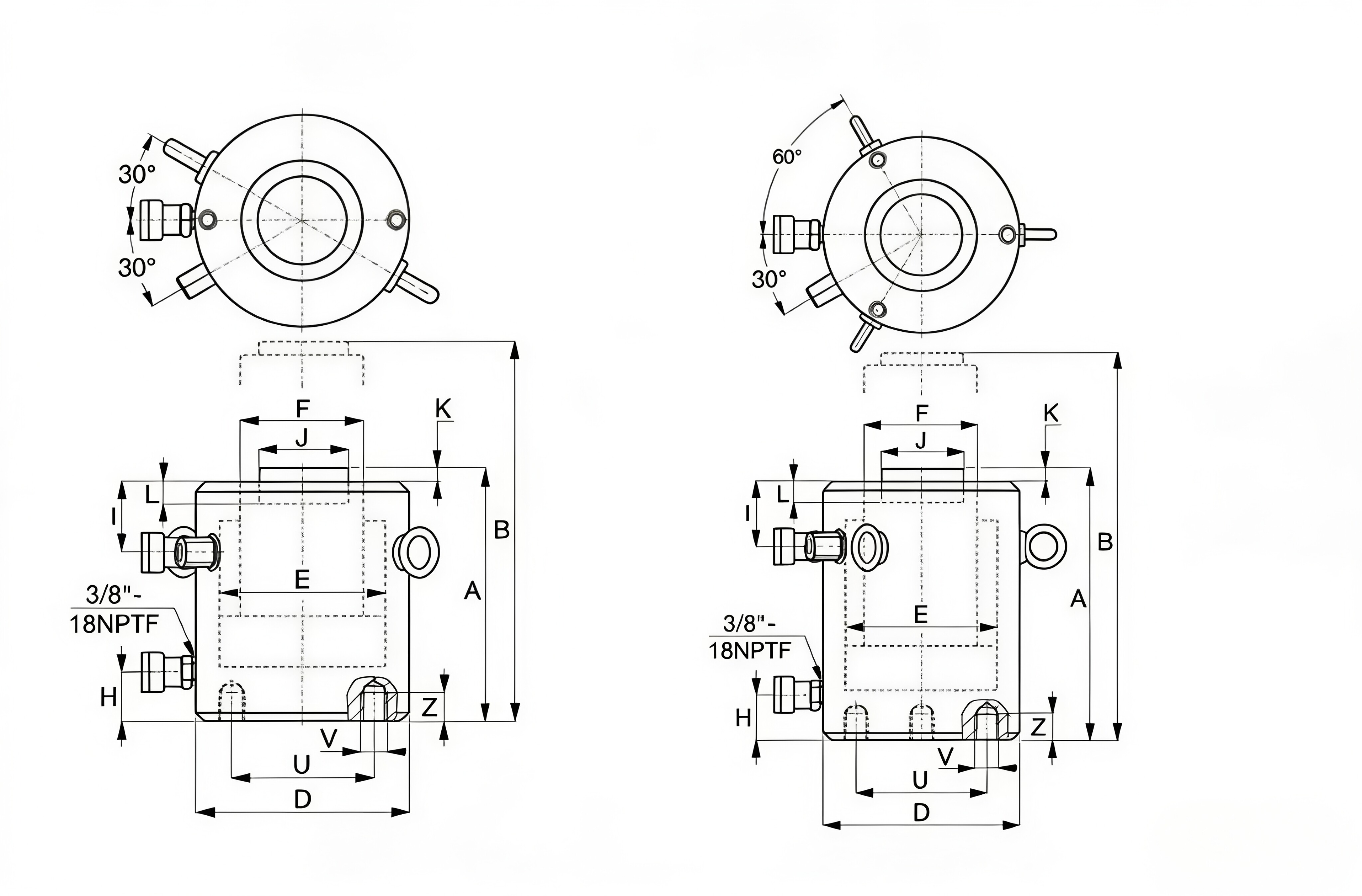 CLRG Series Welded Hydraulic Cylinder Technical Diagram