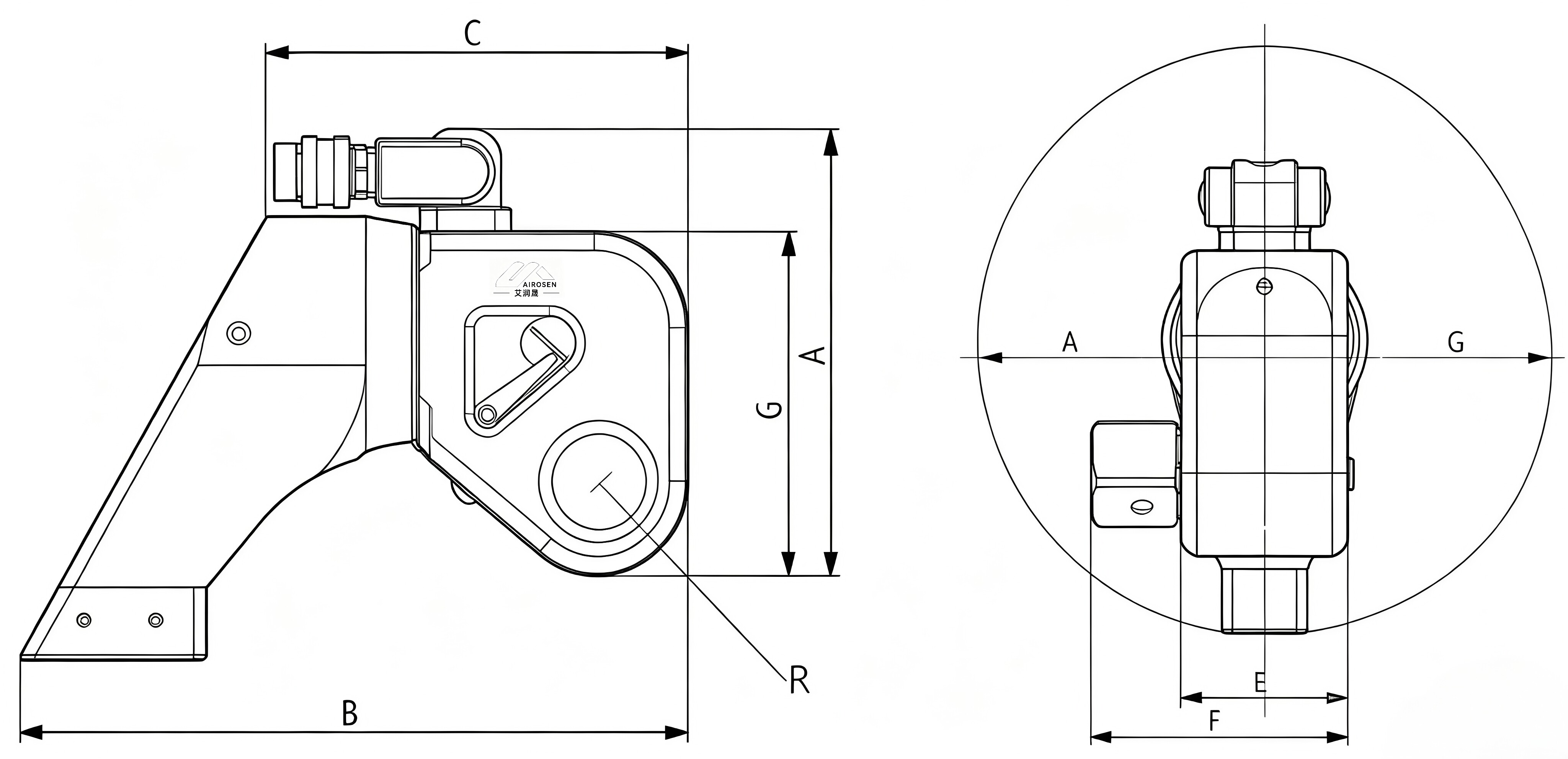 Square Drive Hydraulic Torque Wrench Size Chart