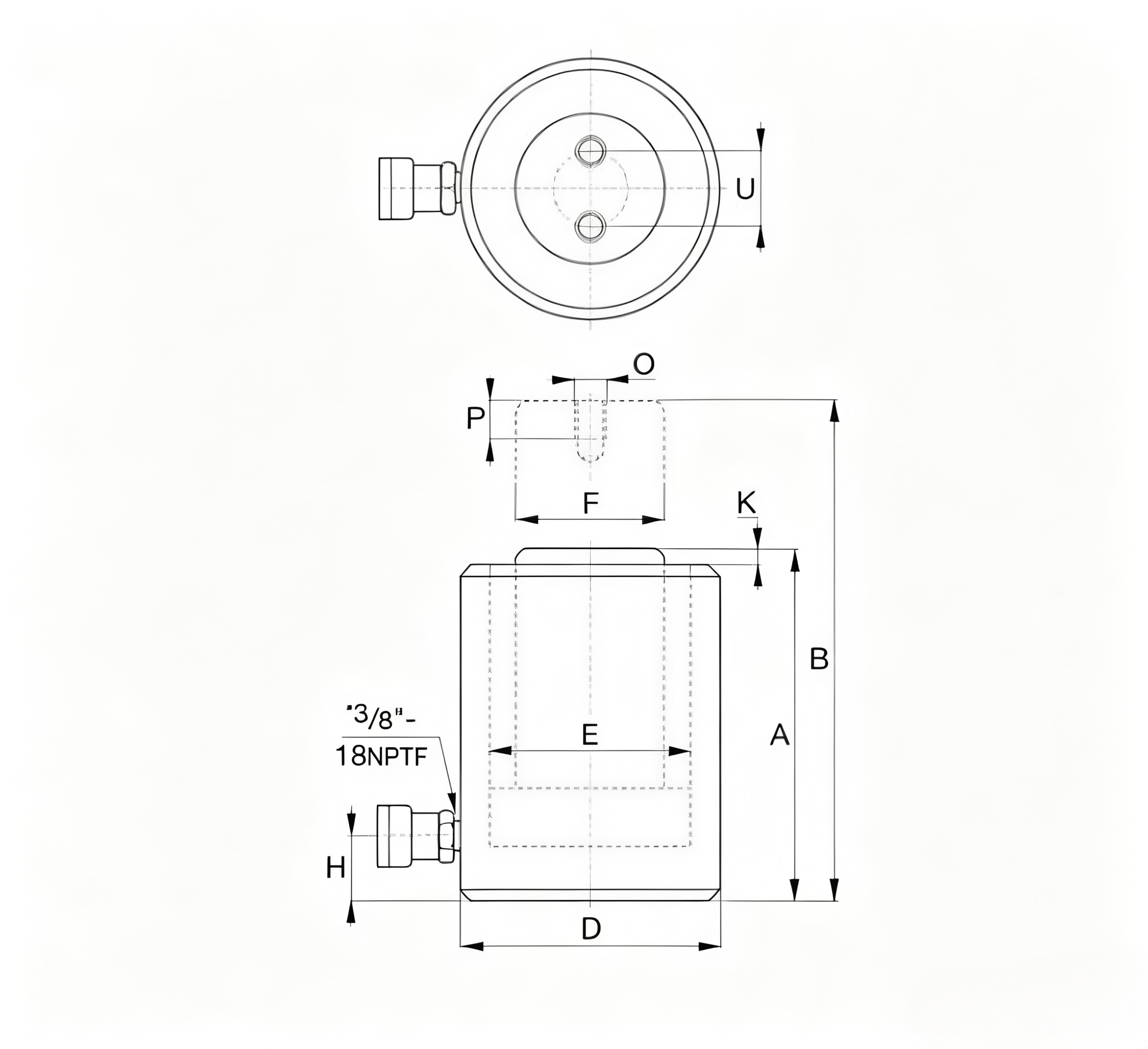 RCS Series Short-Stroke Hydraulic Cylinder Technical Diagram