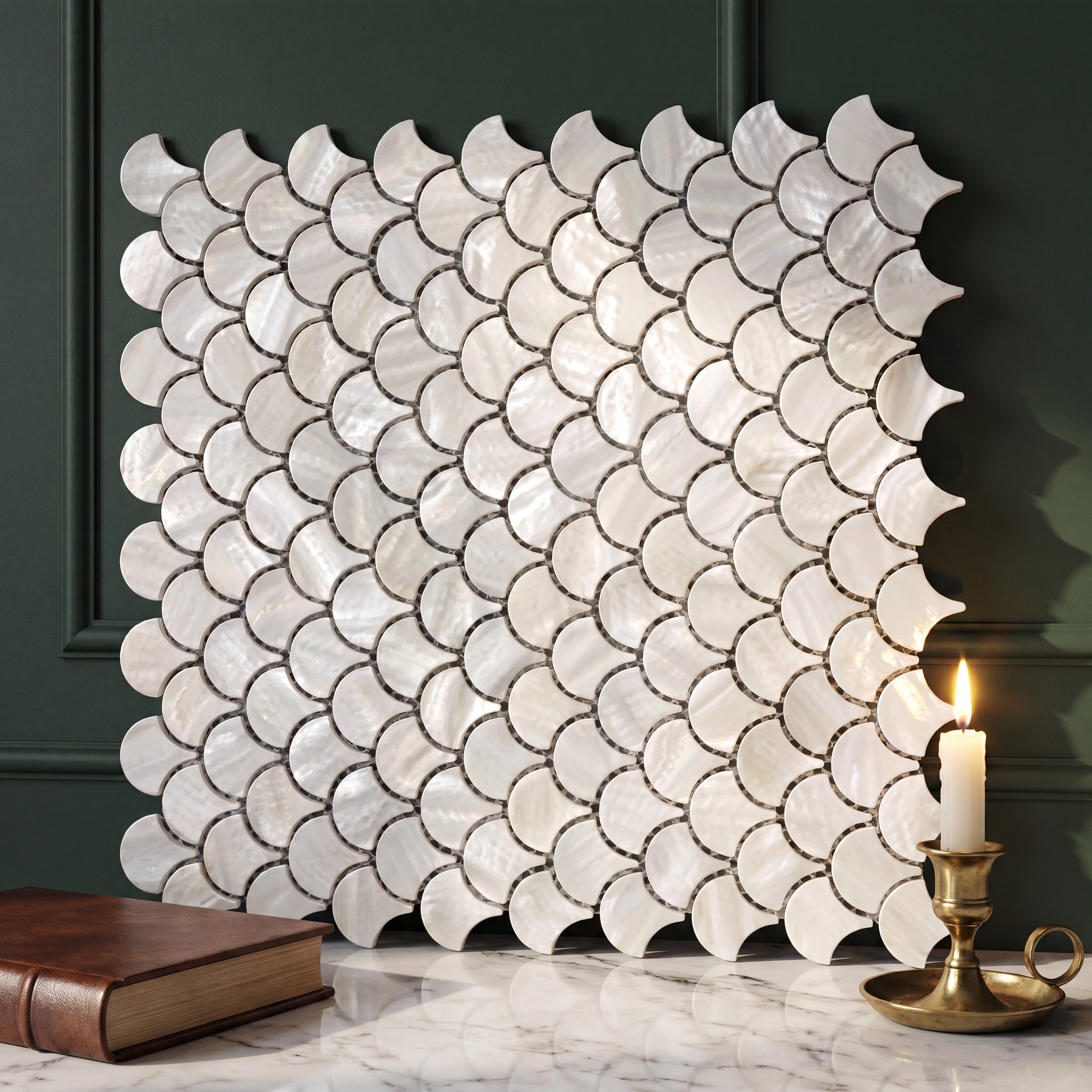 Fan-shaped solid white netting detail 2