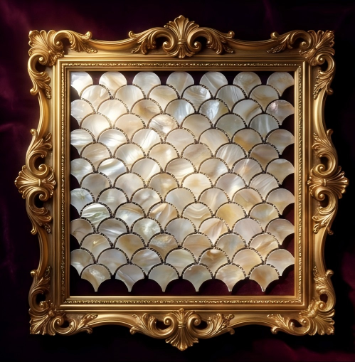Fan-shaped oil-splatter mosaic