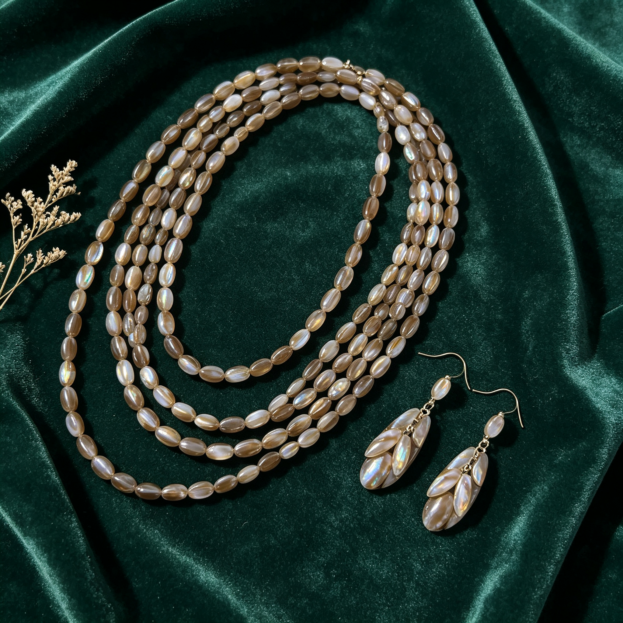 Brown mother-of-pearl seed bead strand
