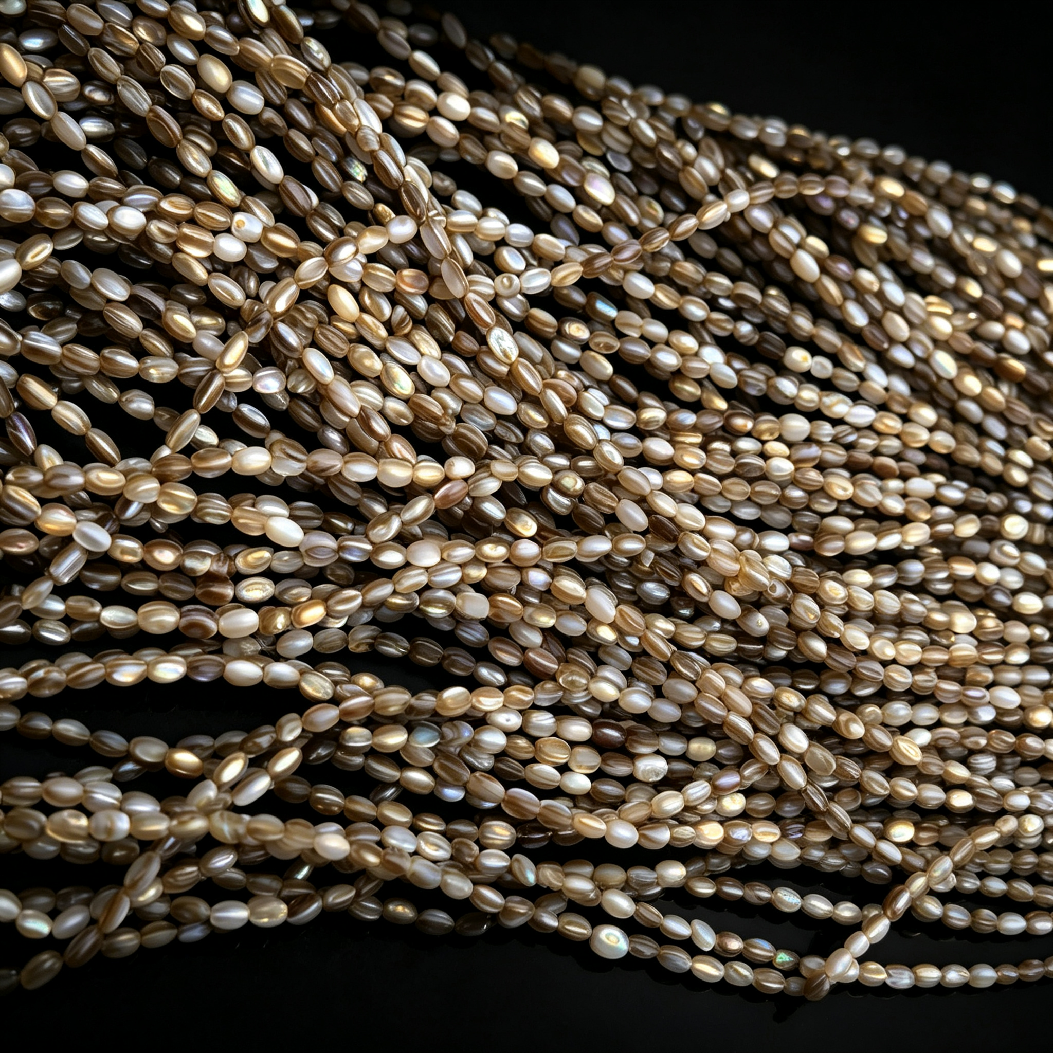 Coffee-colored Mother of Pearl Seed Beads Detail Shot 1