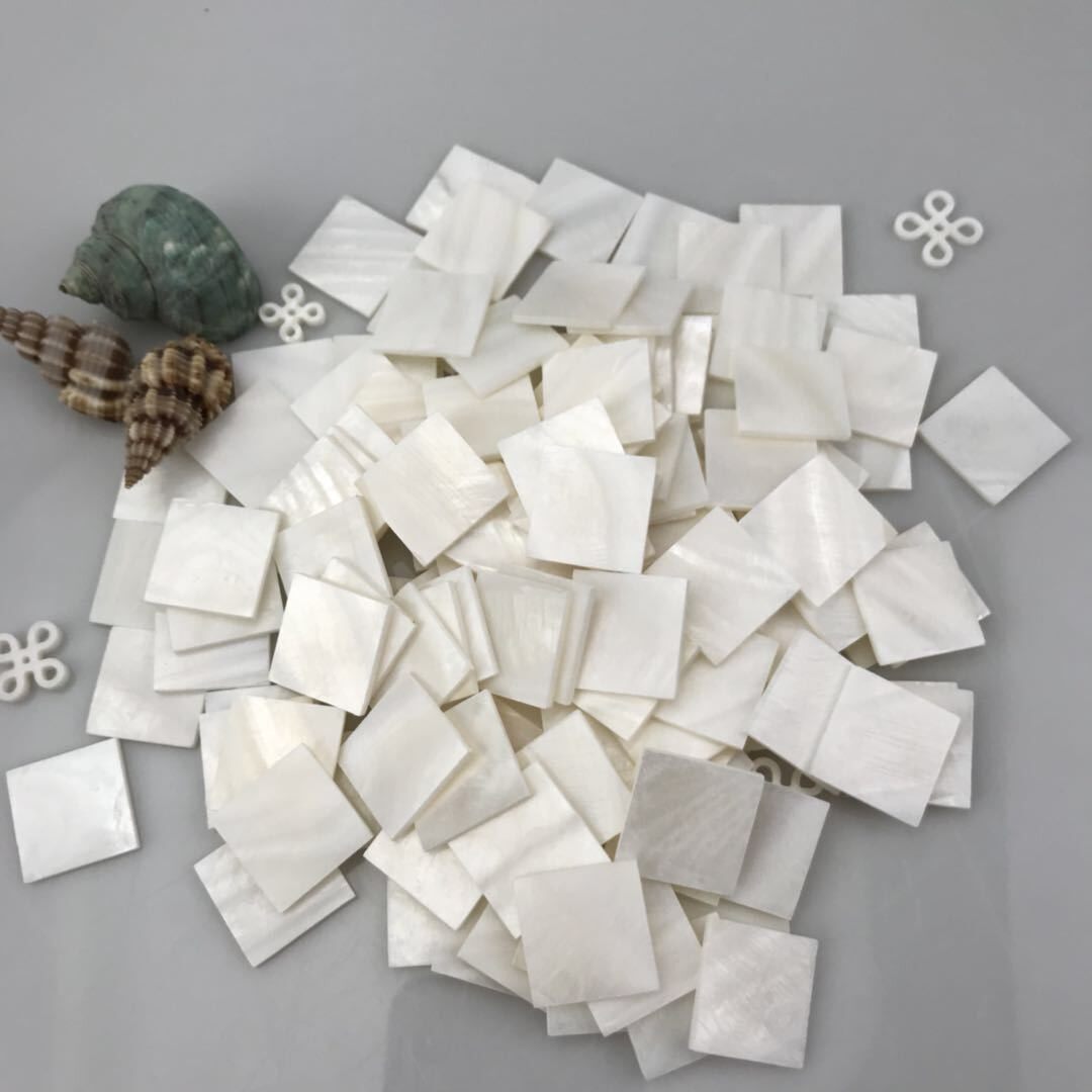 Natural White Mother-of-Pearl Square Shell Inlay Flakes – Detail View 4