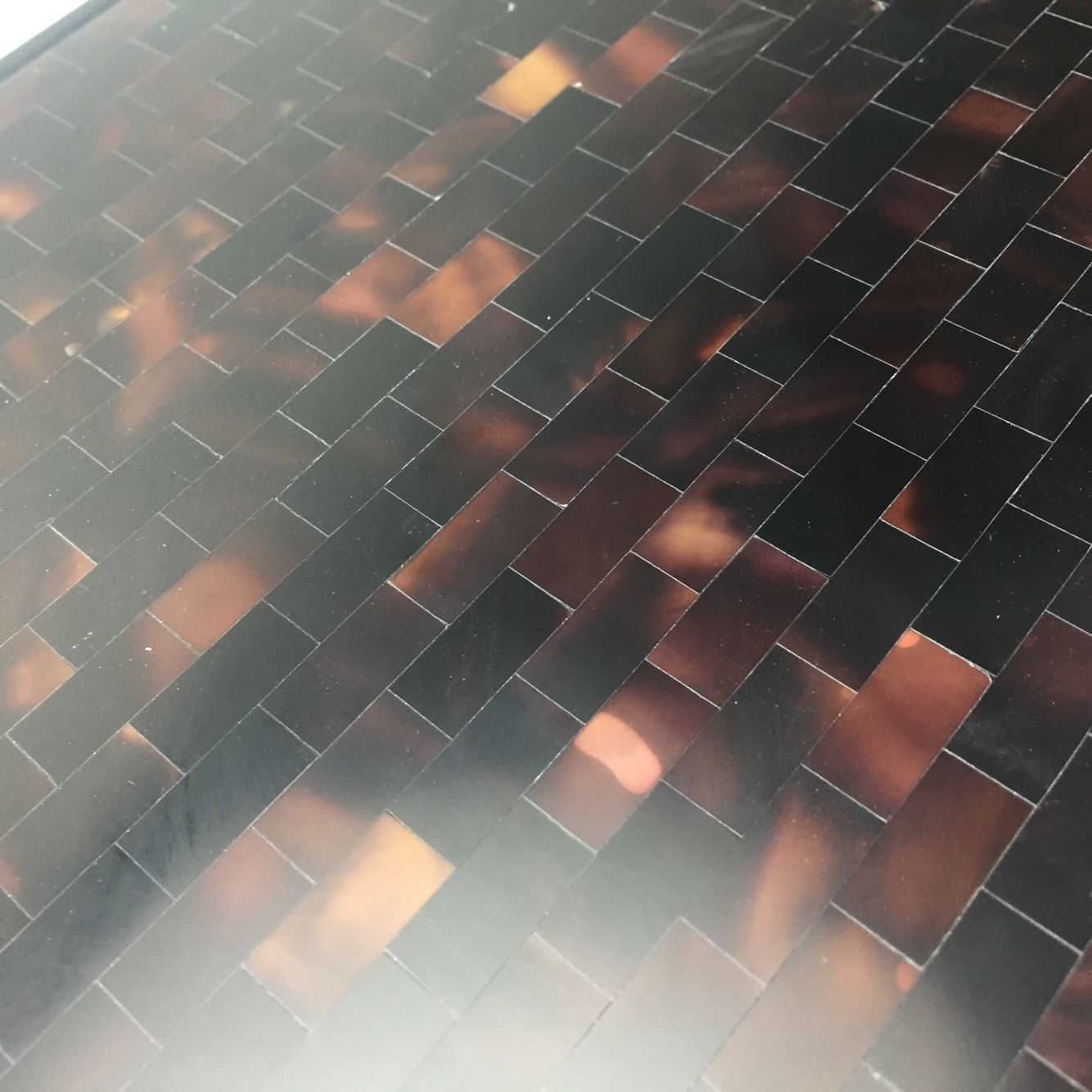 Diamond-patterned Mother-of-Pearl Mosaic (Black, White & Brown Contrast) - Detail View 4