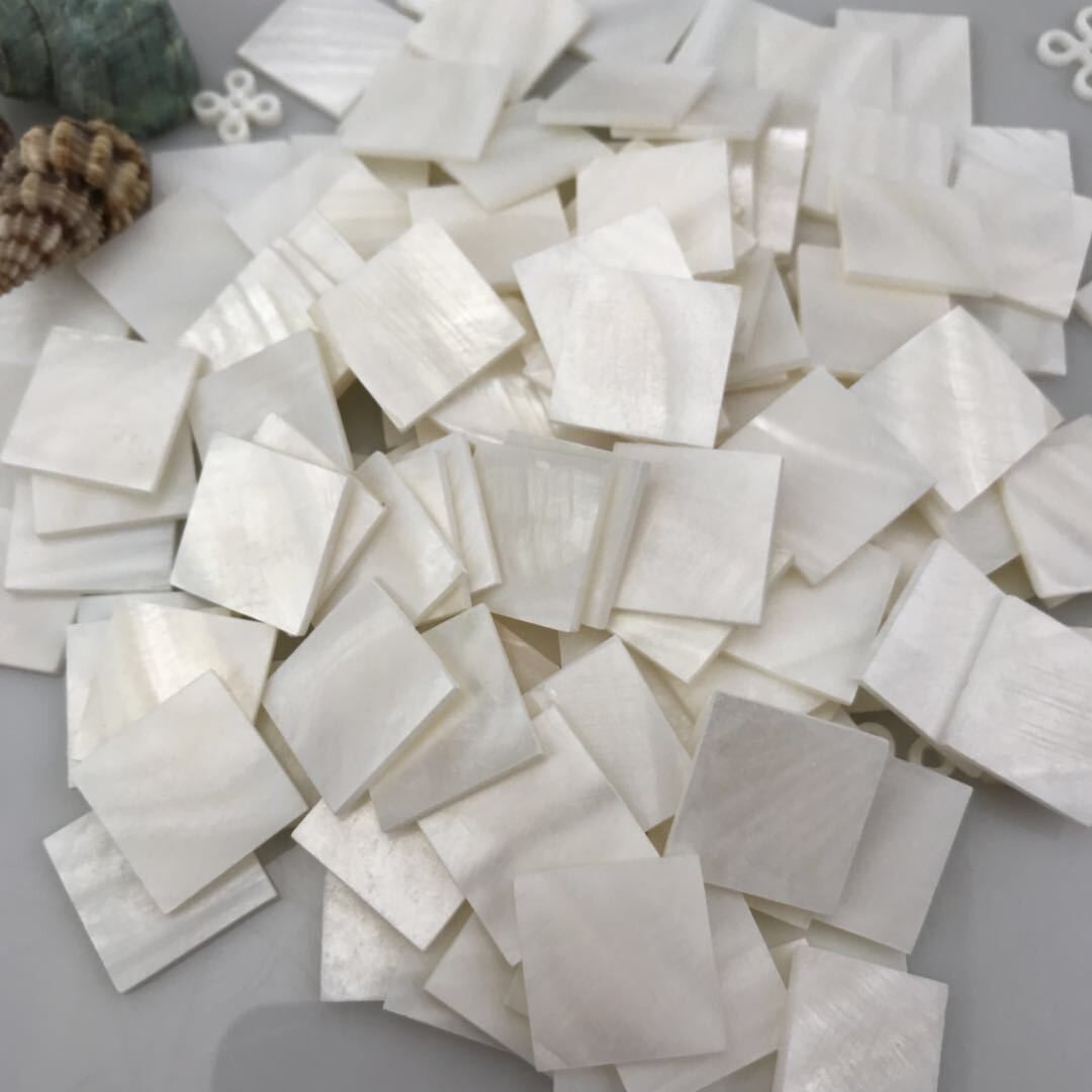 Natural White Mother-of-Pearl Square Shell Inlay Flakes – Detail View 5