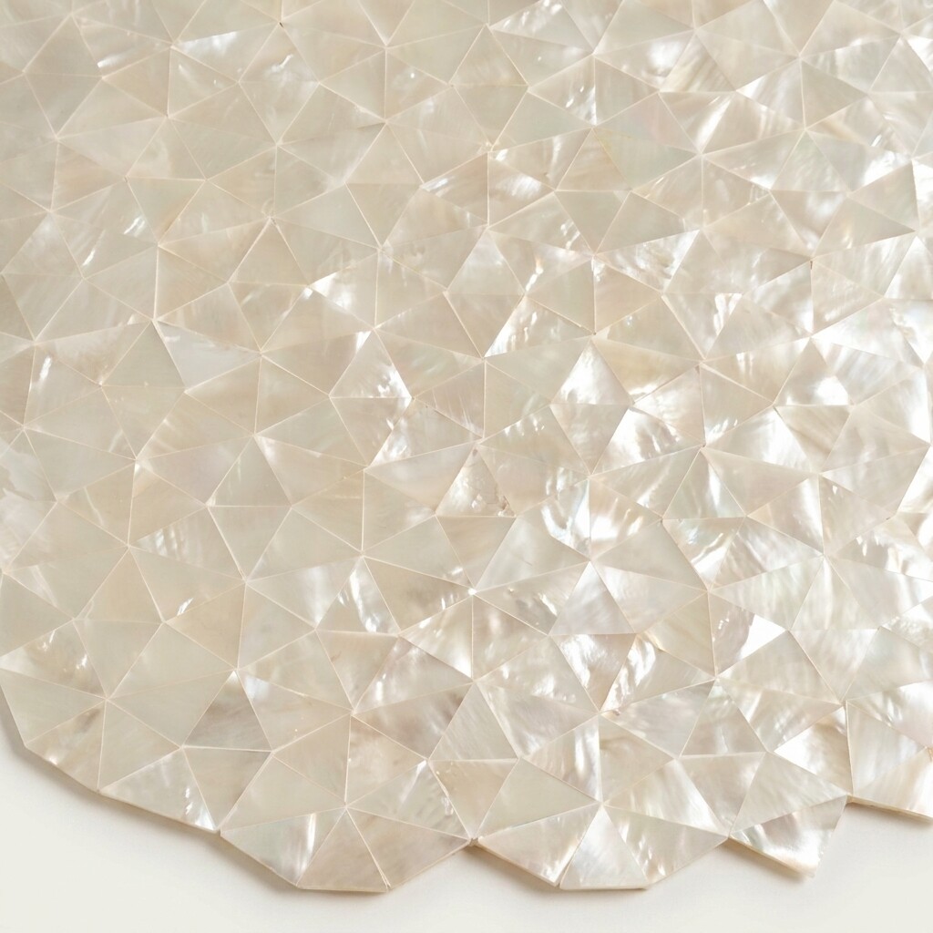 Natural White Mother-of-Pearl Irregular Triangular Shell Mosaic - Detail View 2