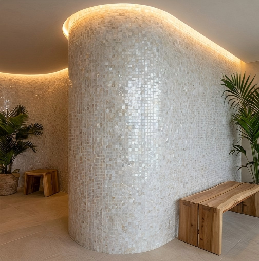 Natural White Mother-of-Pearl Mosaic – Detail View 1