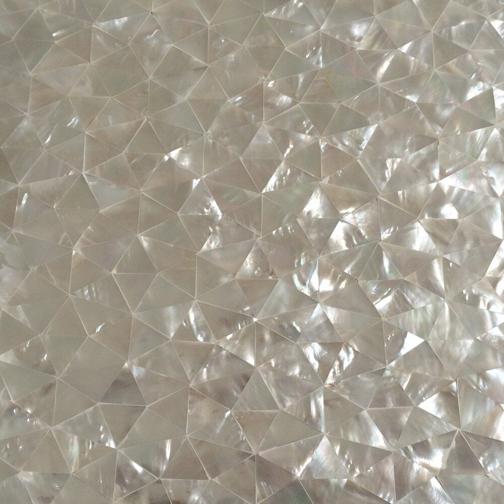 Natural White Mother-of-Pearl Irregular Triangular Shell Mosaic - Detail View 1
