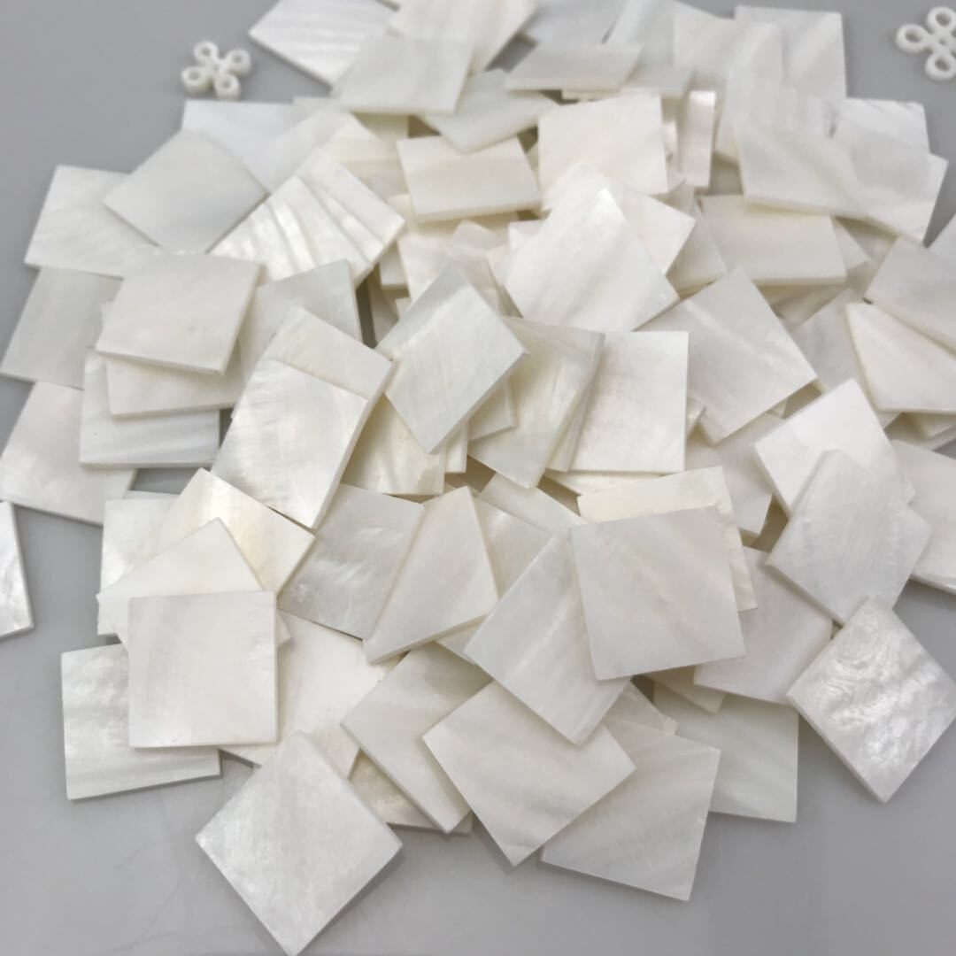 Natural White Mother-of-Pearl Square Shell Inlay Flakes – Detail View 7