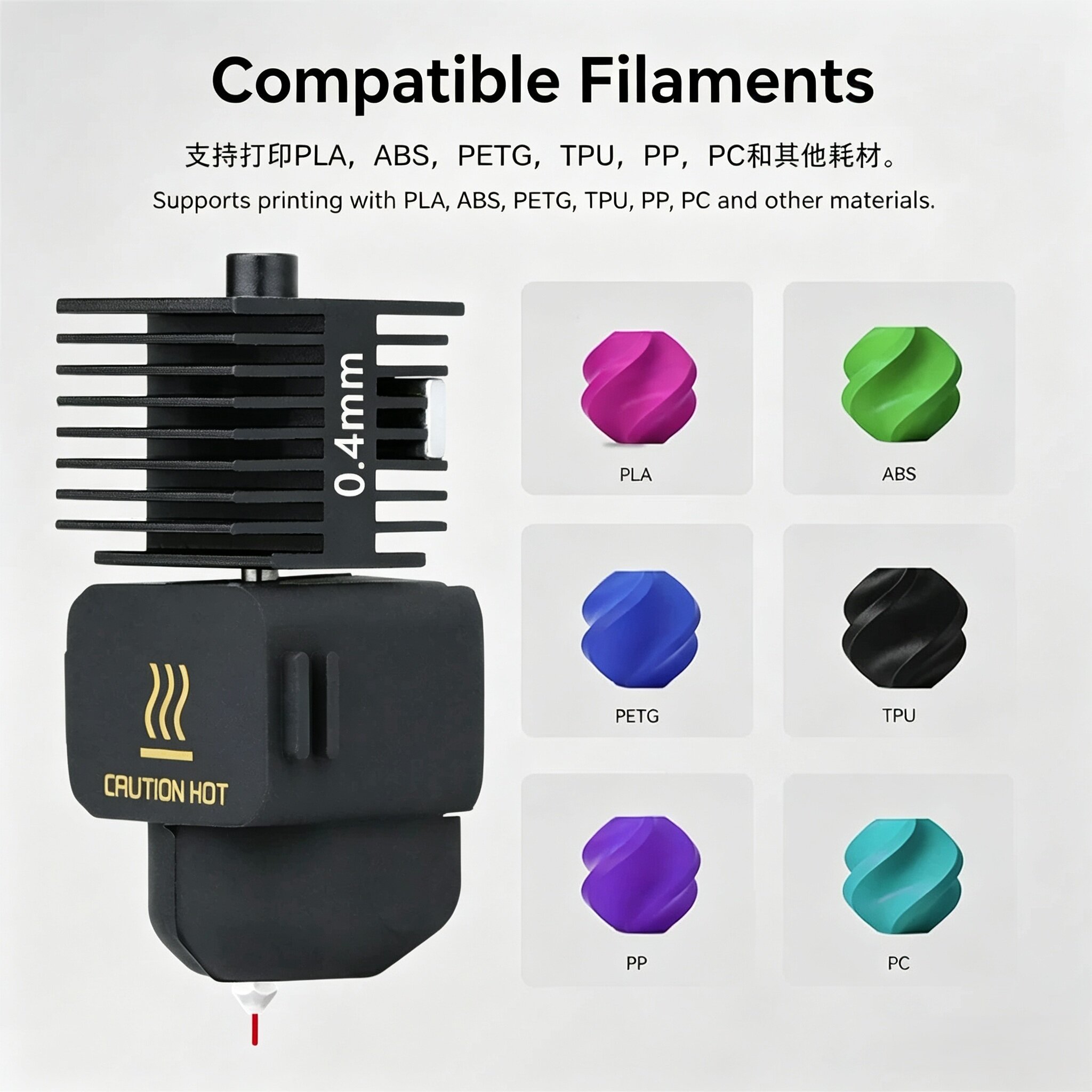 Removable Hardened Steel Nozzle Hotend Assembly