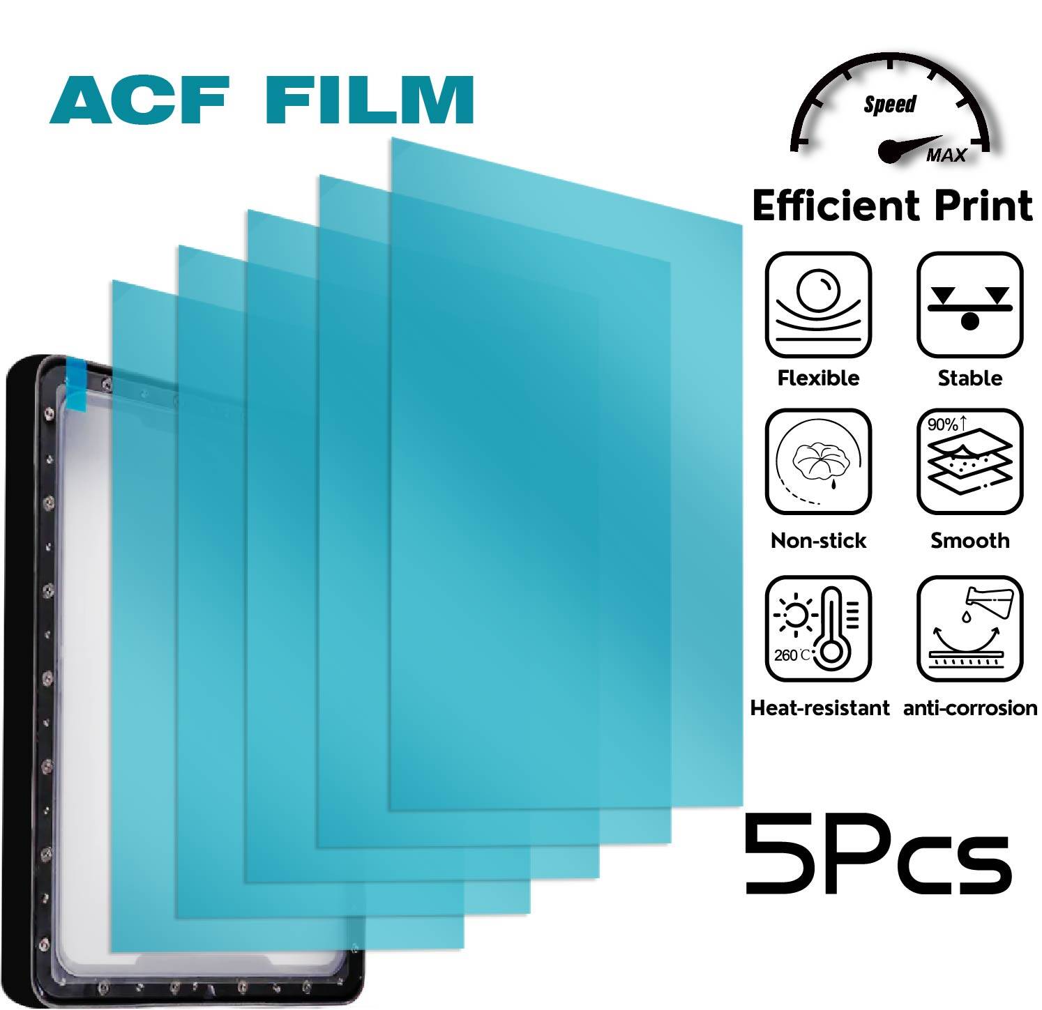 ACF film Set of 5-290 x 450 mm 200 x 140 mm for Anycubic Elegoo Phrozen Creality 3d Printer