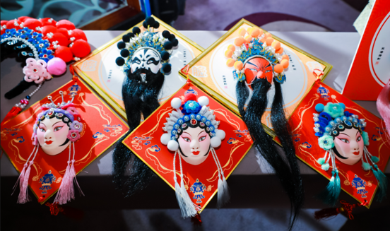 Display of Colored Sculpture Face Masks