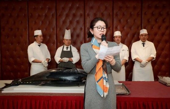Chef's fish filleting demonstration