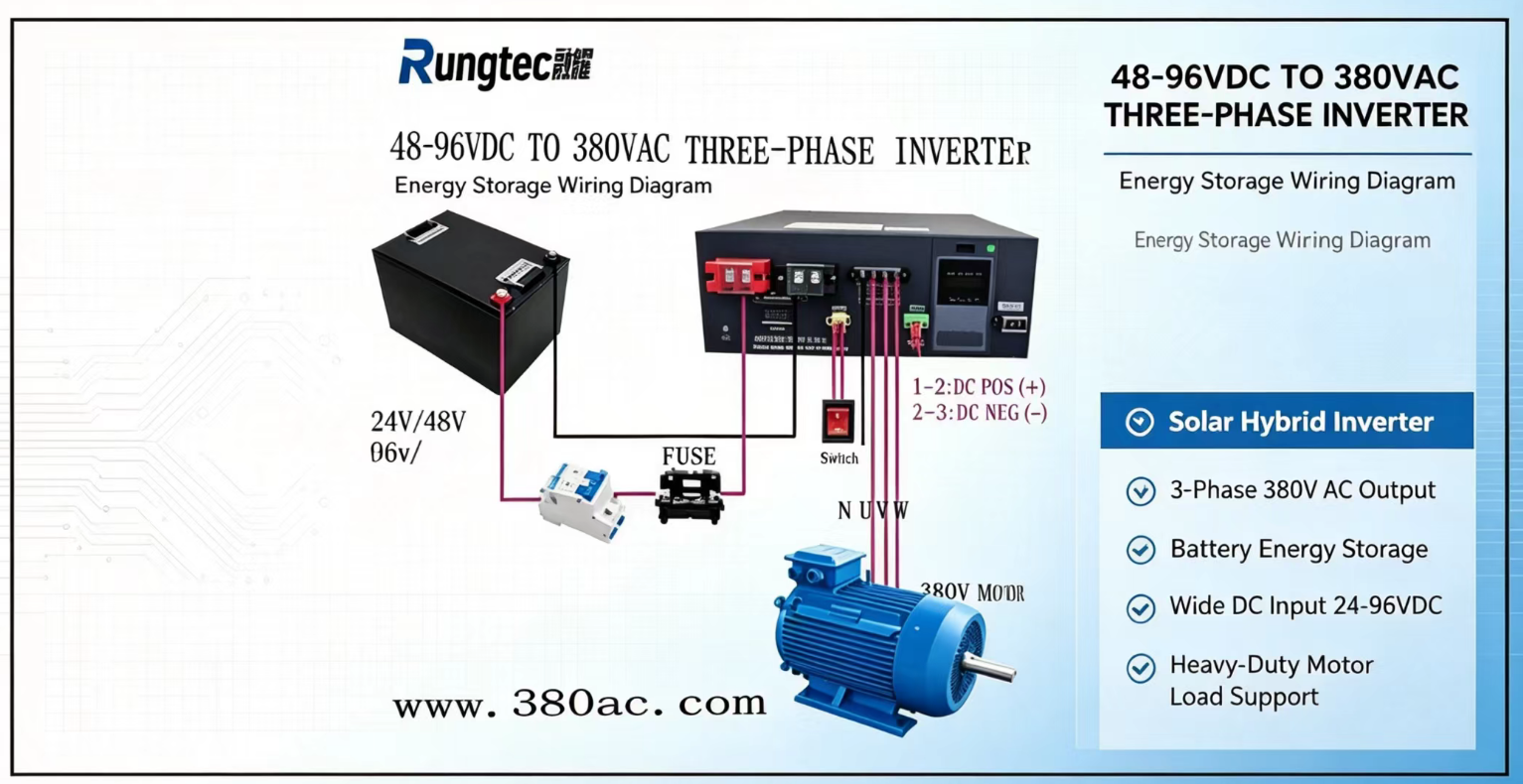Battery Direct Drive 380V Three-Phase Motor | 48V/96V to 380VACOff-Grid Three-Phase Inverter Solution