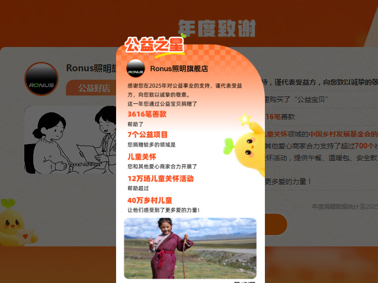 RONUS 以灯为炬，点亮 40 万份希望