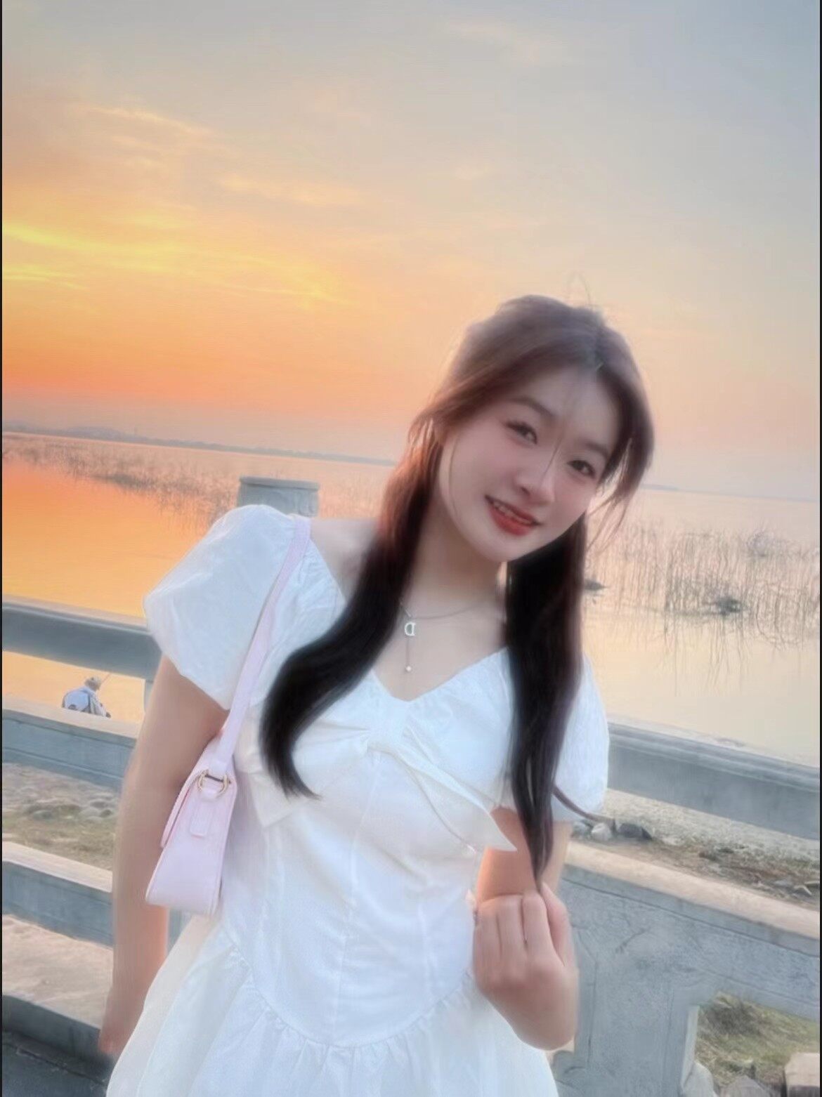 The setting sun smiles.