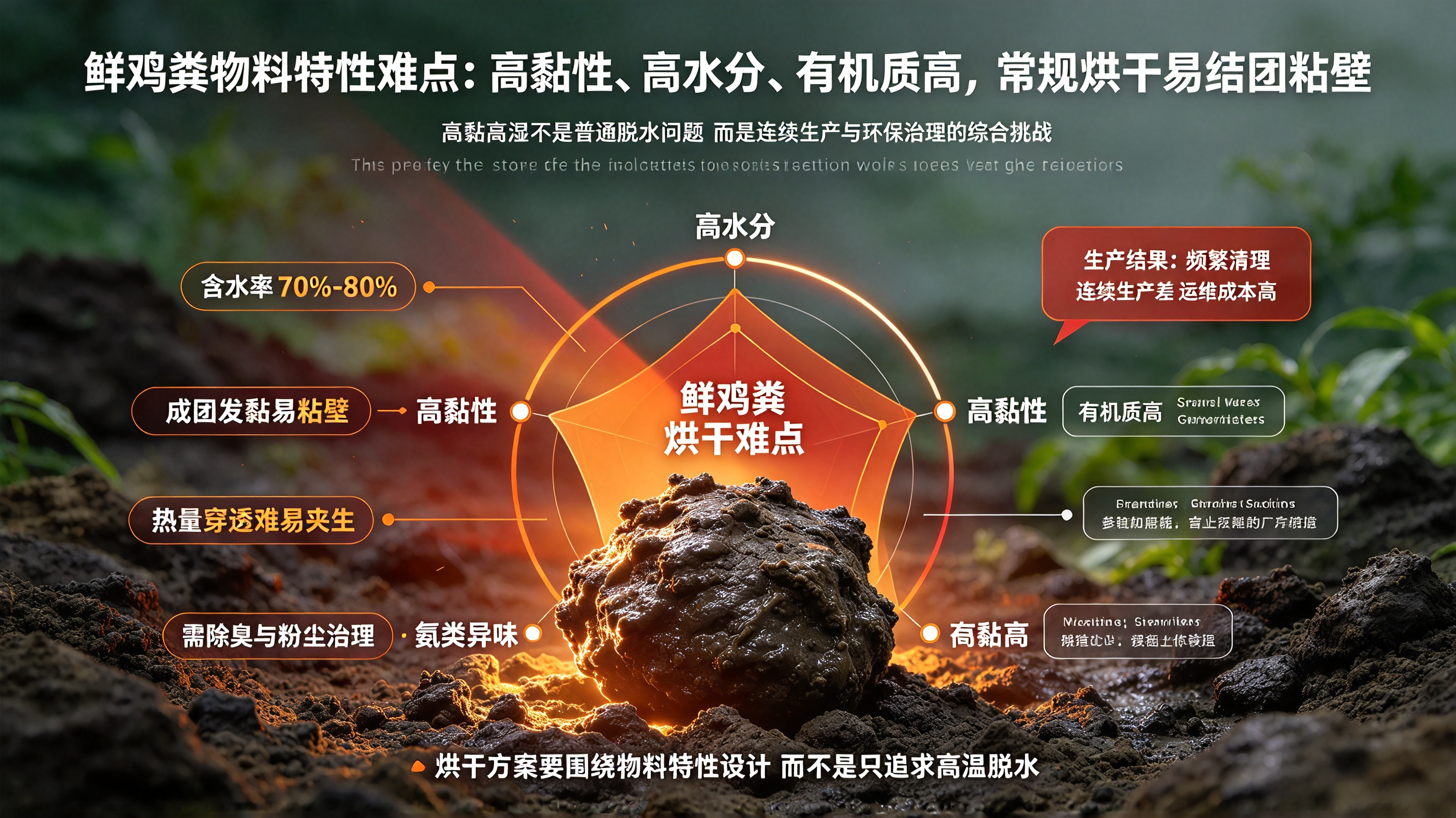高含水鲜鸡粪直接烘干工艺解析!卧式闪蒸打破粘壁烘干瓶颈