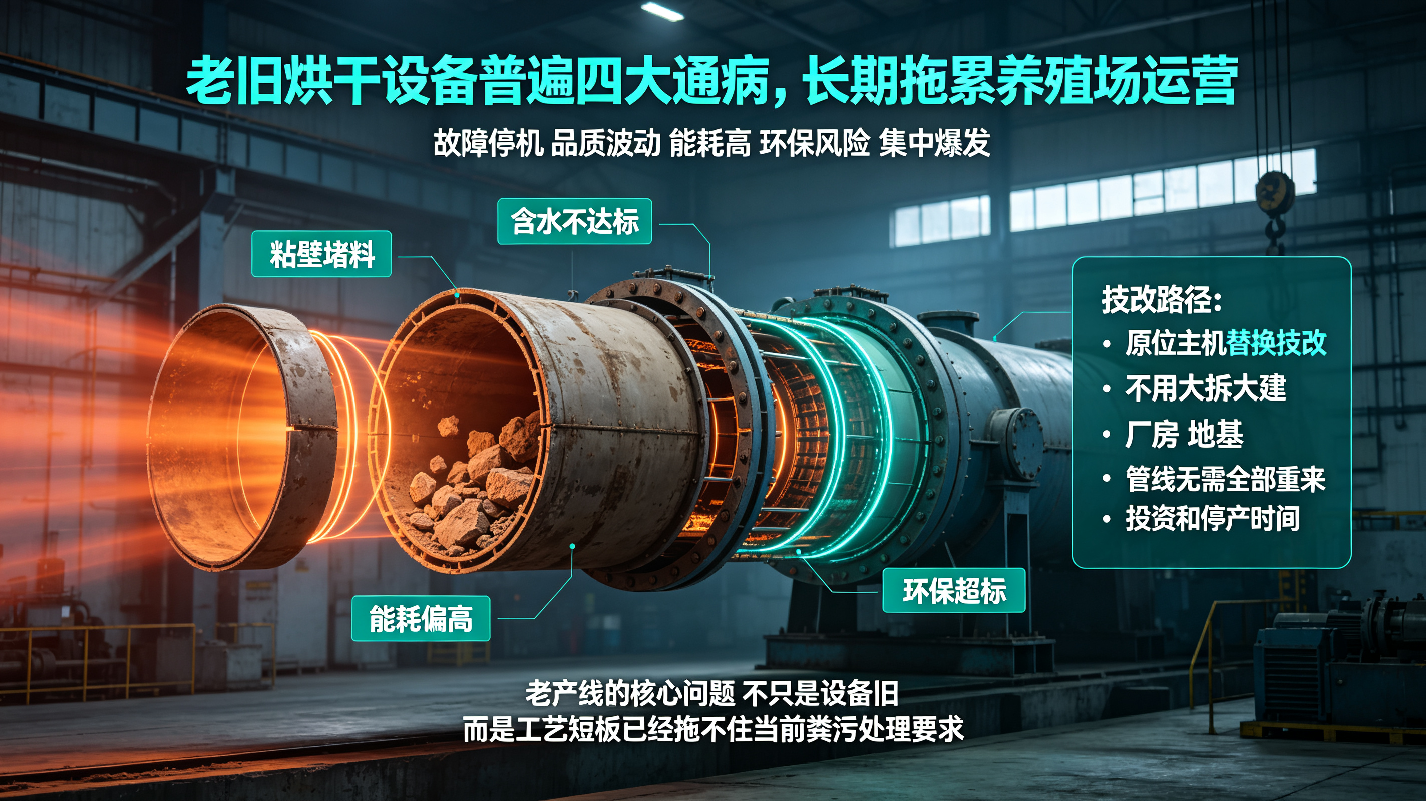 老旧鸡粪烘干设备效率低下？原位技改升级，稳产合规、降本增效